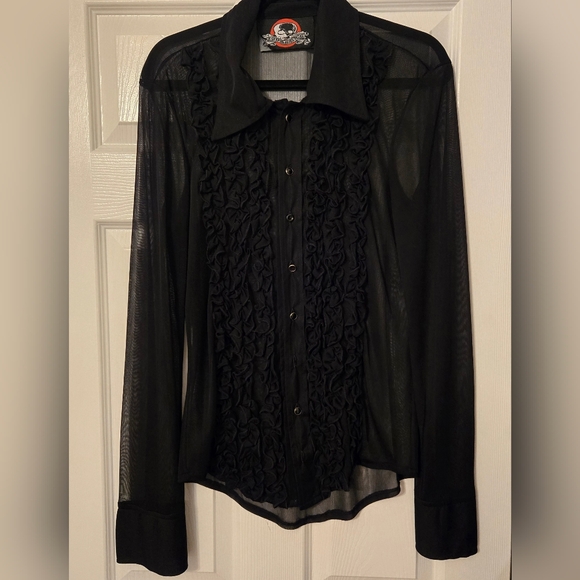 FREE SIZE ・ LIP SERVICE The Wicker Man Web Mesh Long Sleeve Shirt-Tops-Lip Service